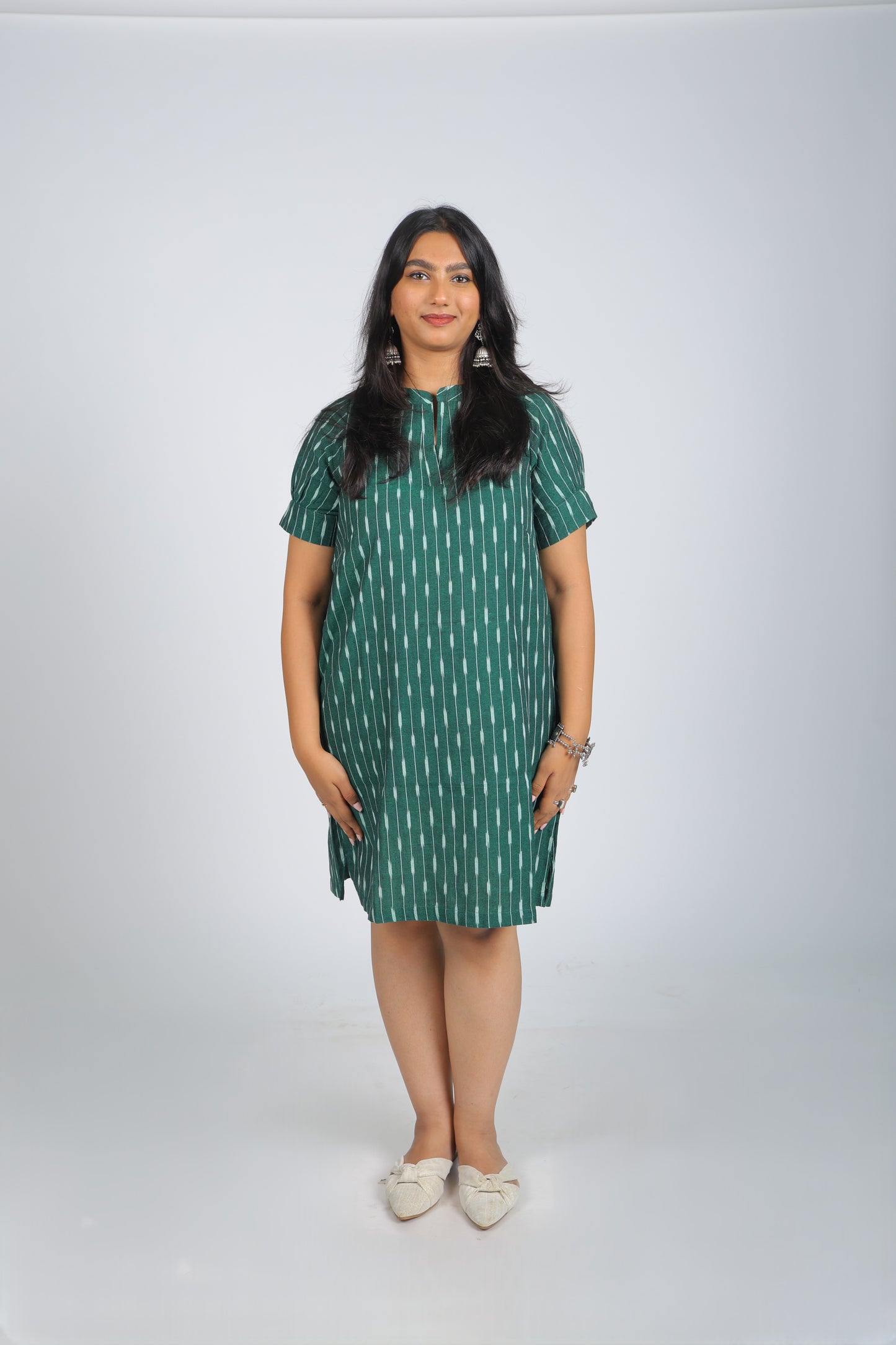 Teal Green Pure Ikat Dress