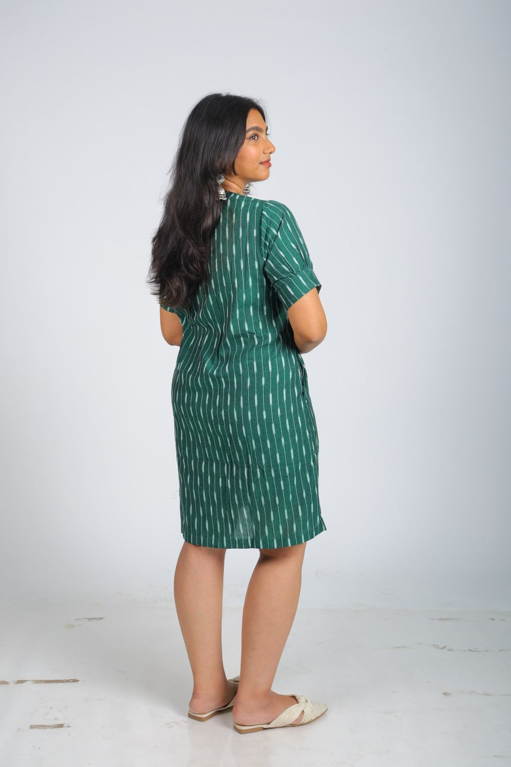 Teal Green Pure Ikat Dress