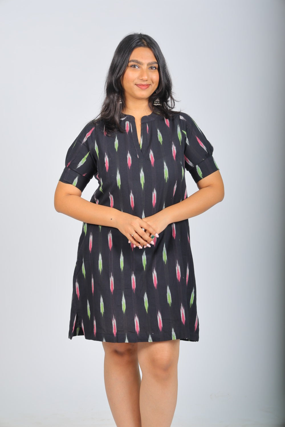 Black Pure Ikat Dress