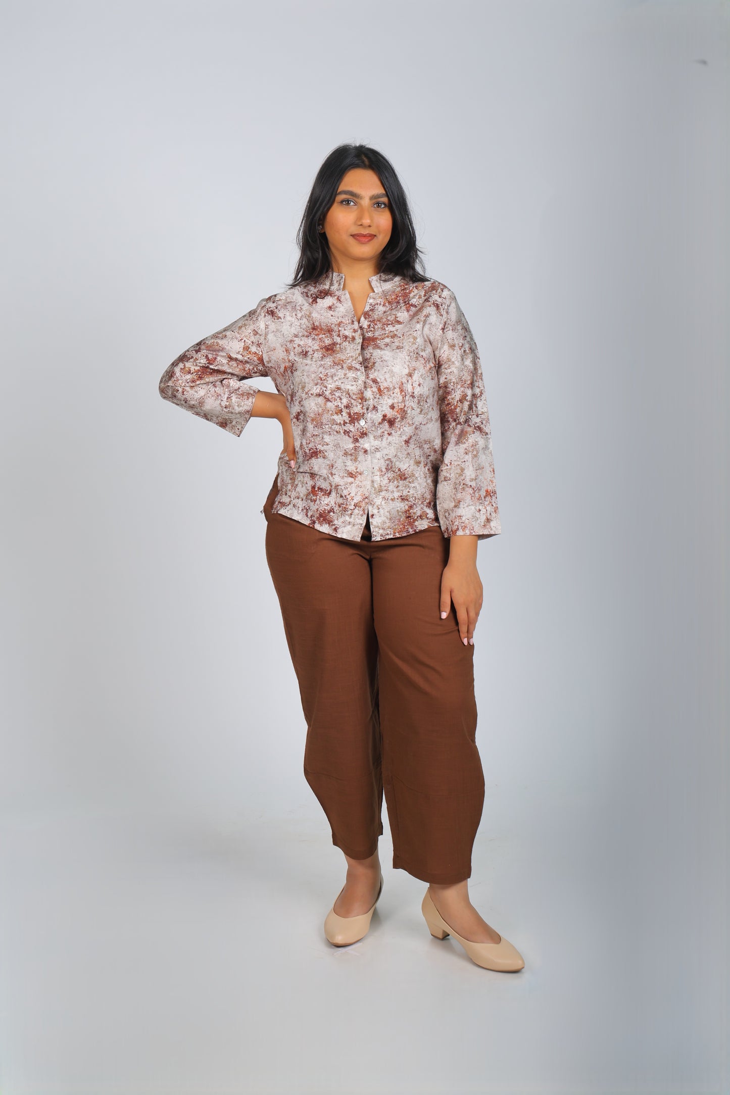 Gray Abstract Print Shirt