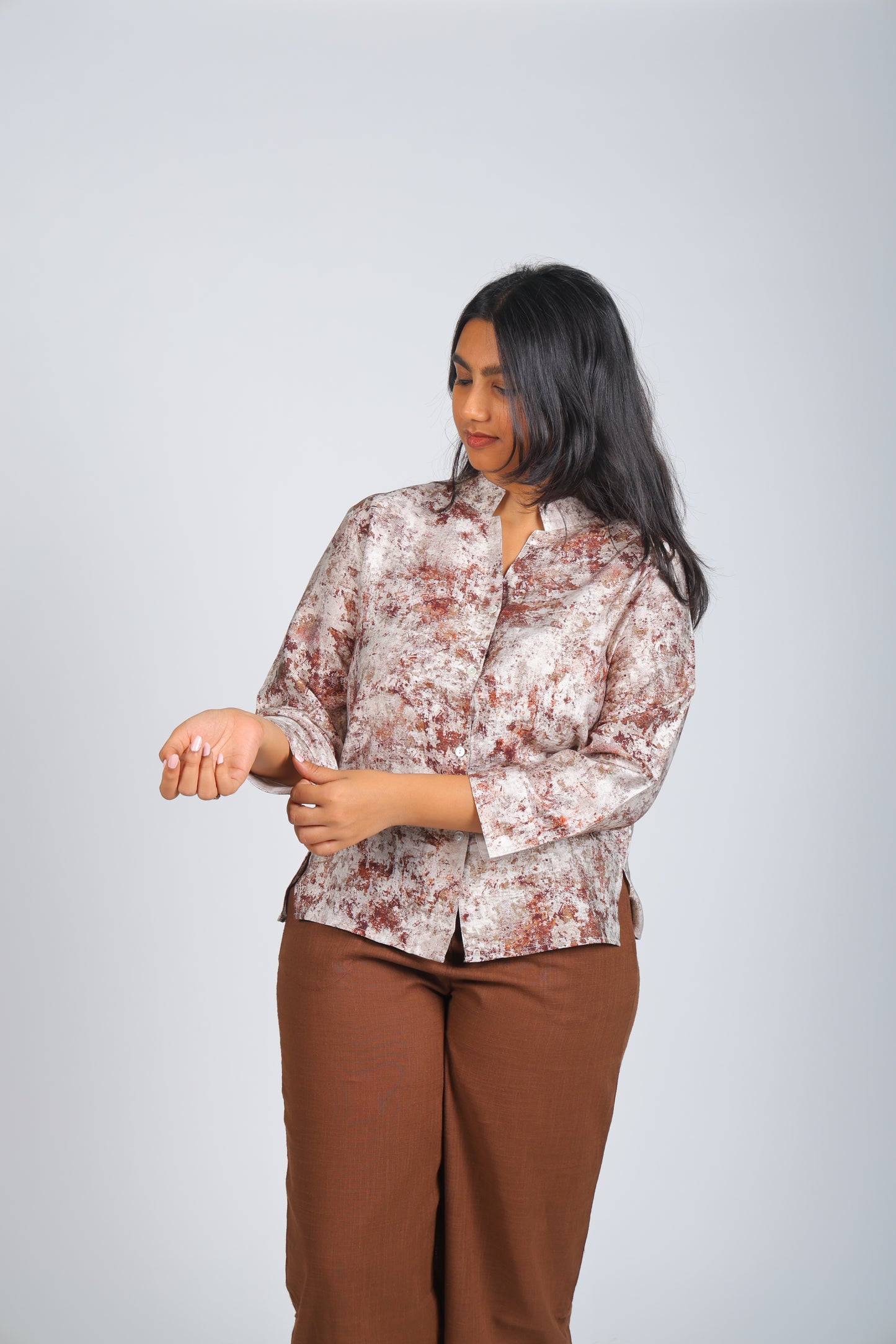Gray Abstract Print Shirt