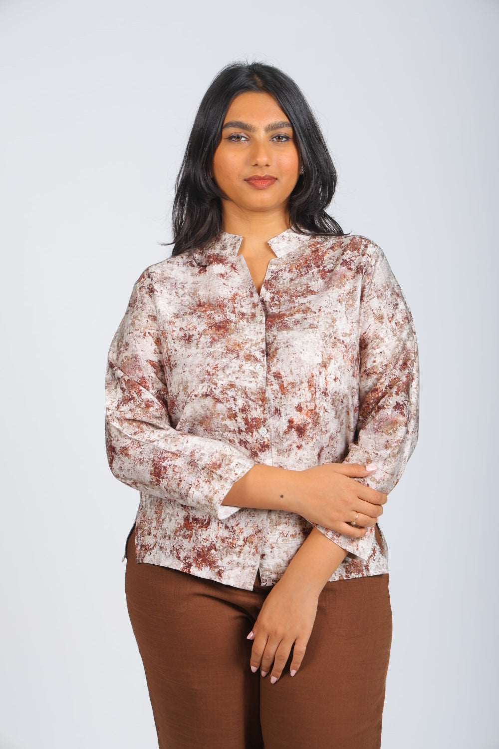 Gray Abstract Print Shirt