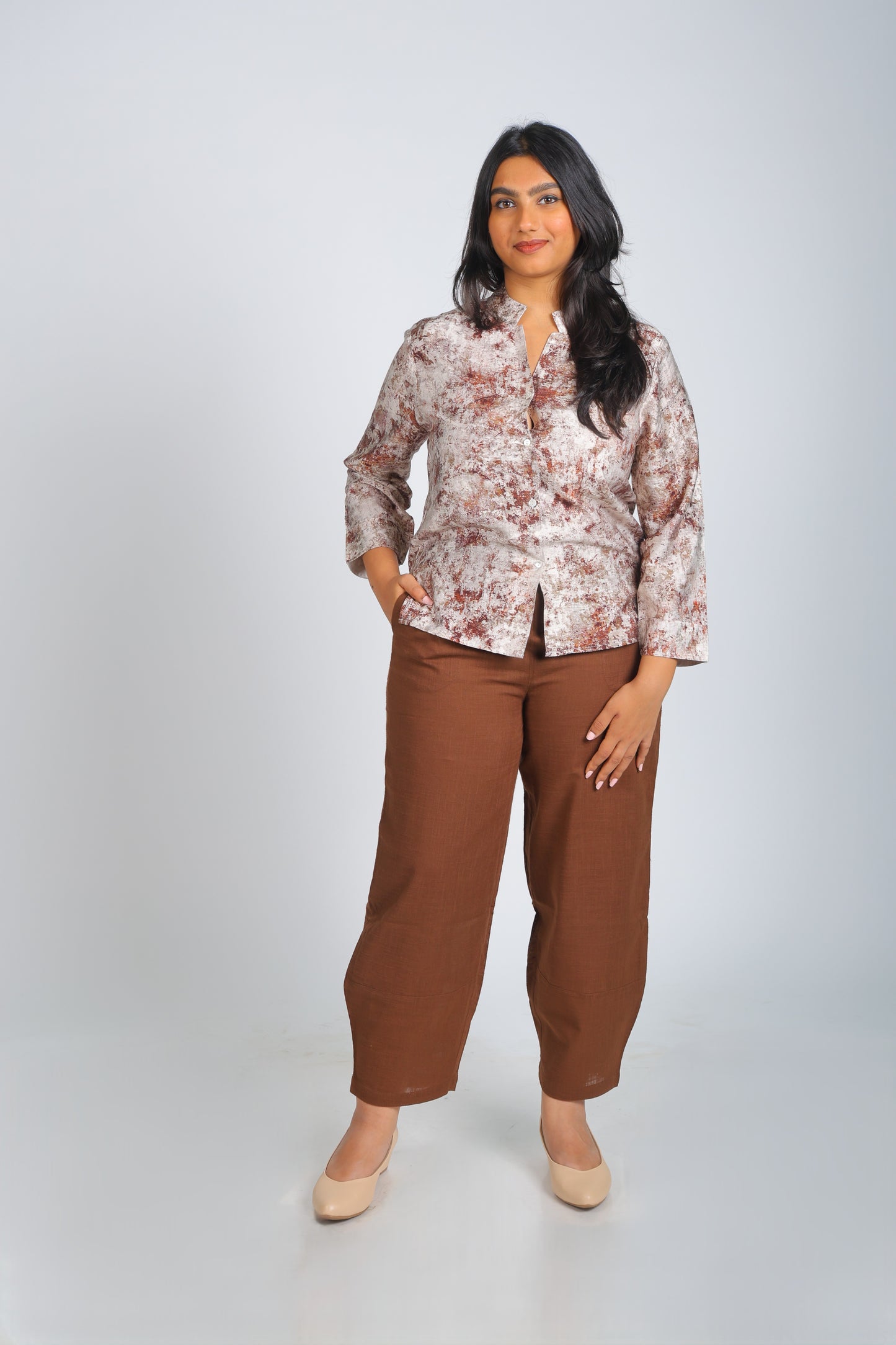 Gray Abstract Print Shirt