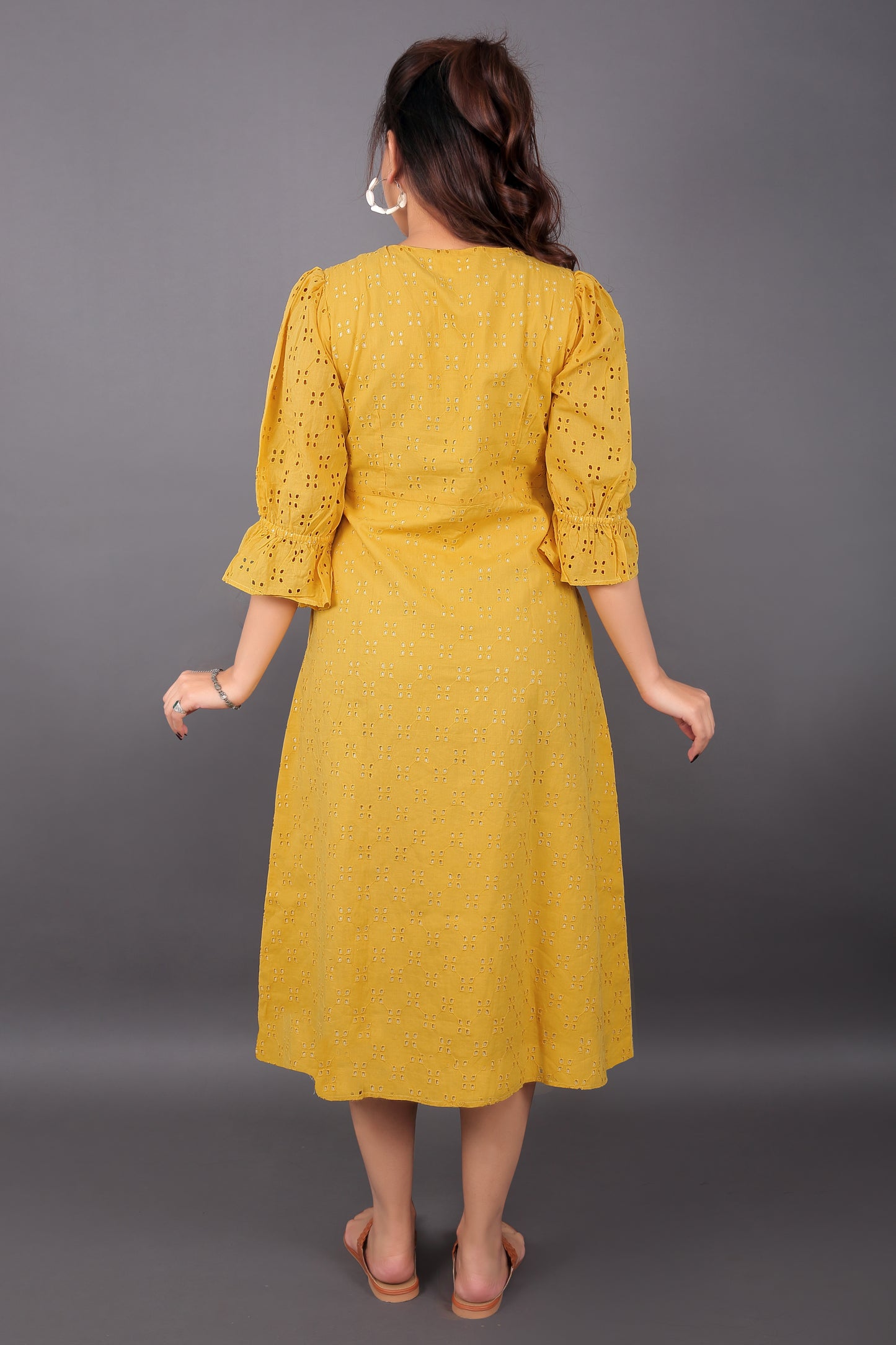 Yellow Schiffli Dress
