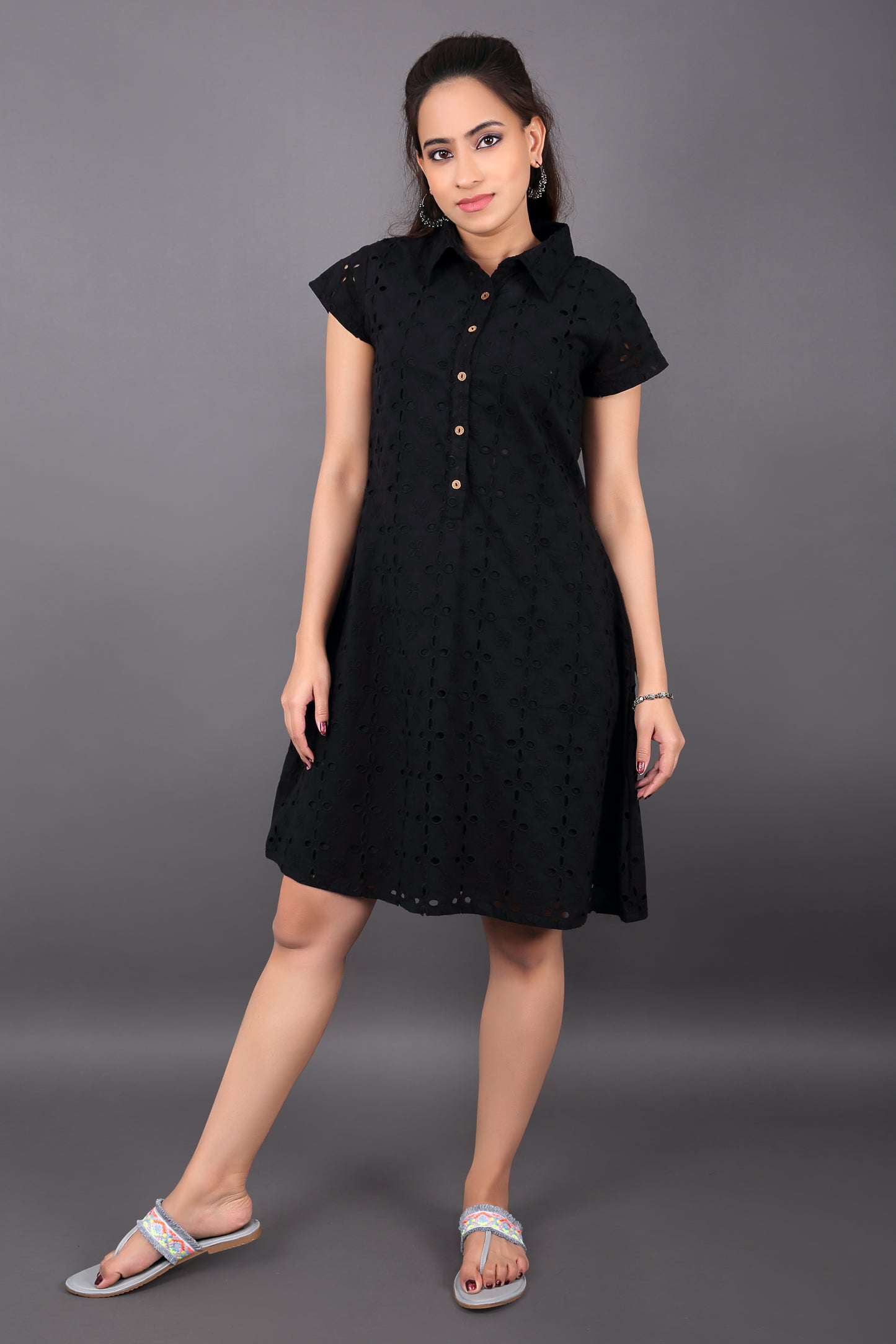 Black Schiffli Dress