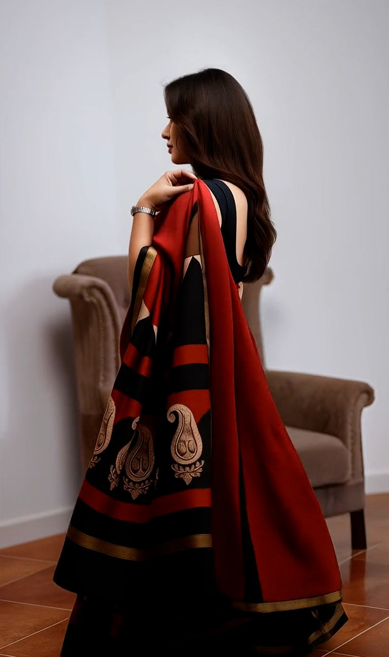 Red Chanderi Saree