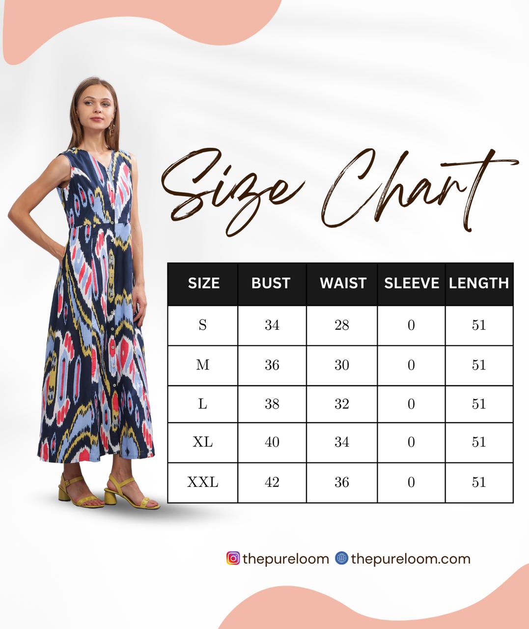 Blue Ikat Print long Dress