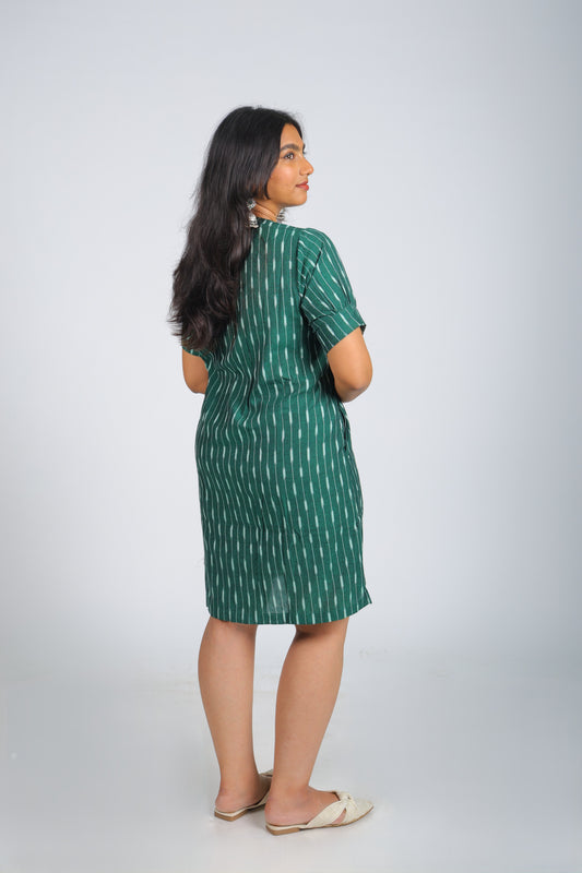 Teal Green Pure Ikat  Dress