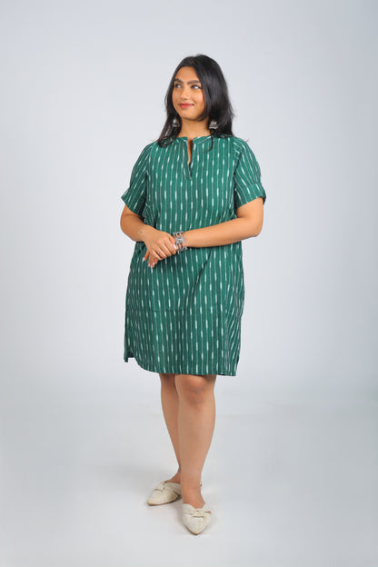 Teal Green Pure Ikat  Dress