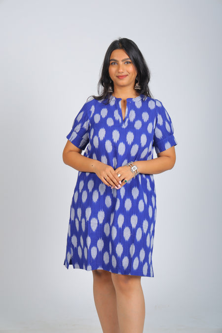 Blue Pure Ikat Dress