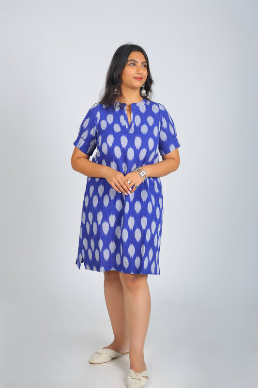 Blue Pure Ikat Dress