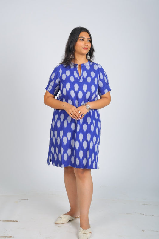 Blue Pure Ikat Dress