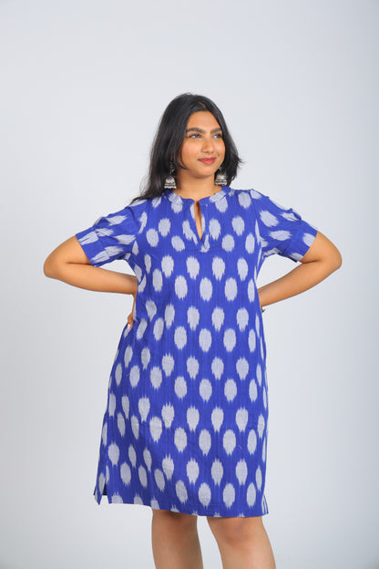 Blue Pure Ikat Dress