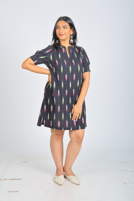 Black Pure Ikat Dress