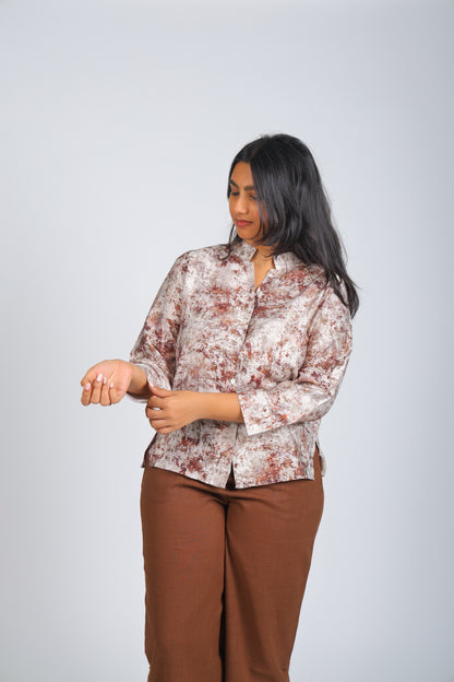Gray Abstract Print  Shirt