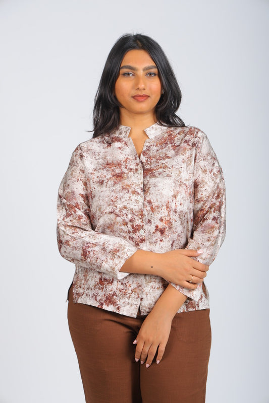 Gray Abstract Print  Shirt