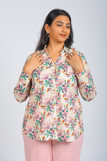 Sunlit Flora Printed  Shirt