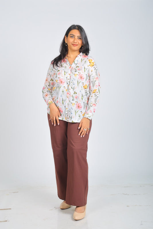 Blossom Breeze Printed Cotton Shirt