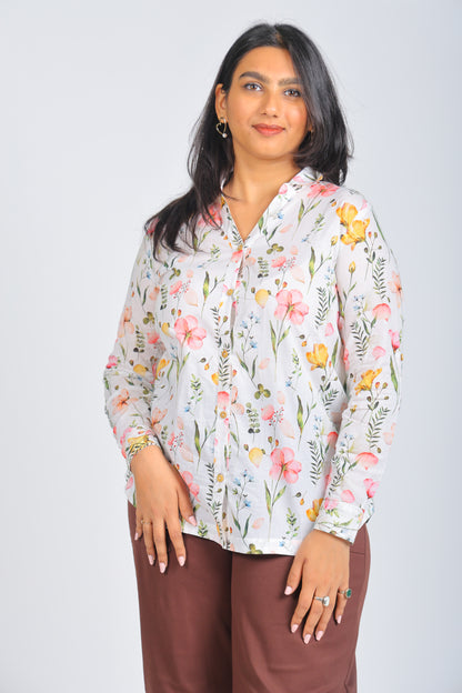 Blossom Breeze Printed Cotton Shirt