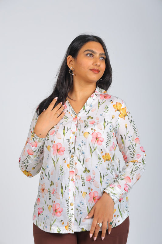 Blossom Breeze Printed Cotton Shirt