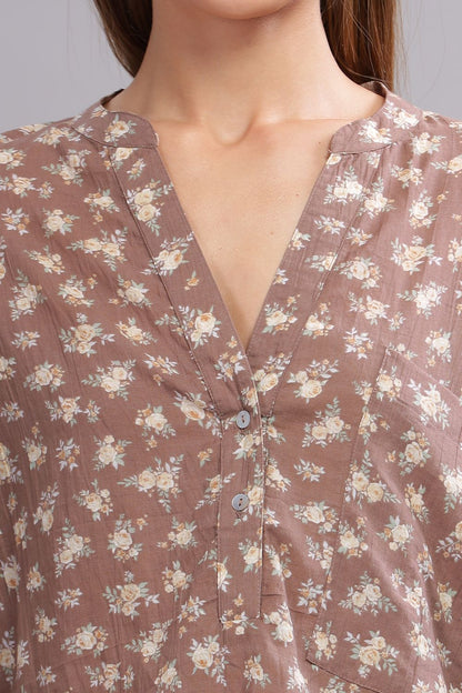 Floral Print Pure Paper Cotton Top
