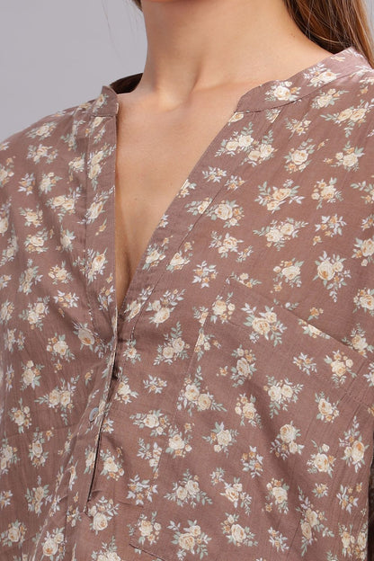 Floral Print Pure Paper Cotton Top
