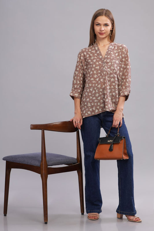 Floral Print Pure Paper Cotton Top