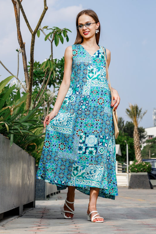 Cuba Printed Long Dress