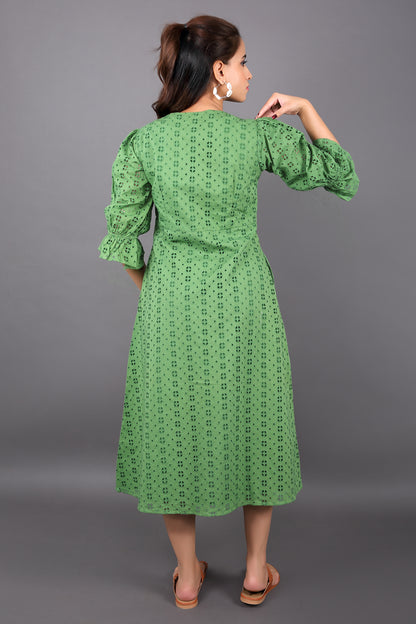 Forest Green Schiffli Dress