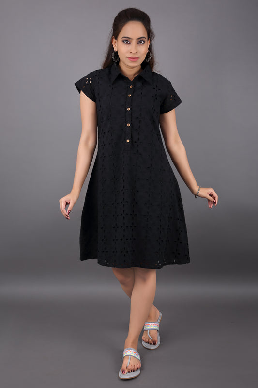 Black Schiffli Dress