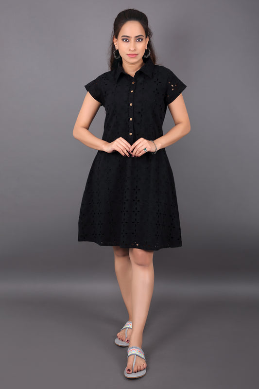 Black Schiffli Dress