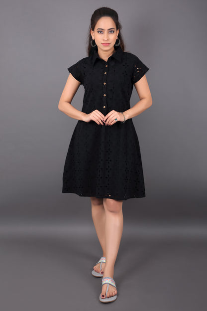 Black Schiffli Dress
