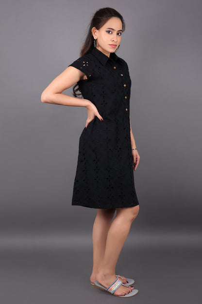 Black Schiffli Dress