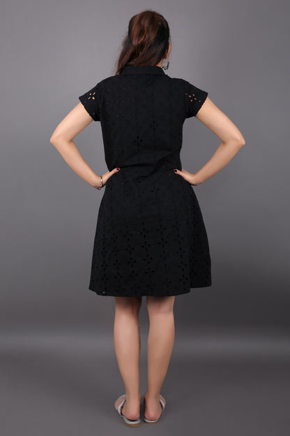Black Schiffli Dress