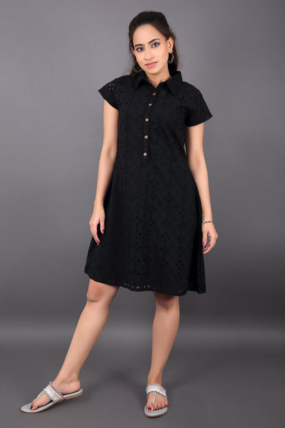 Black Schiffli Dress
