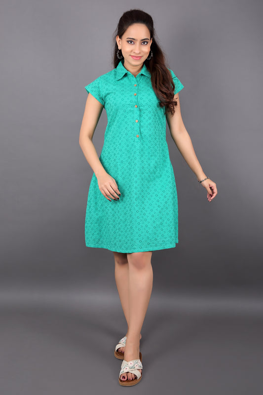 Green Schiffli Dress