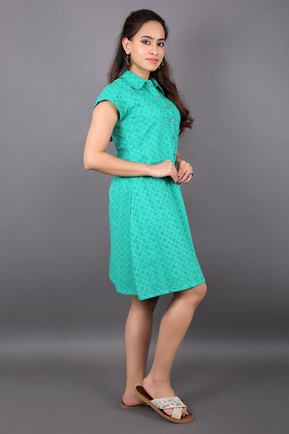 Green Schiffli Dress