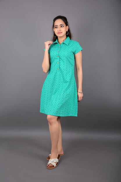 Green Schiffli Dress