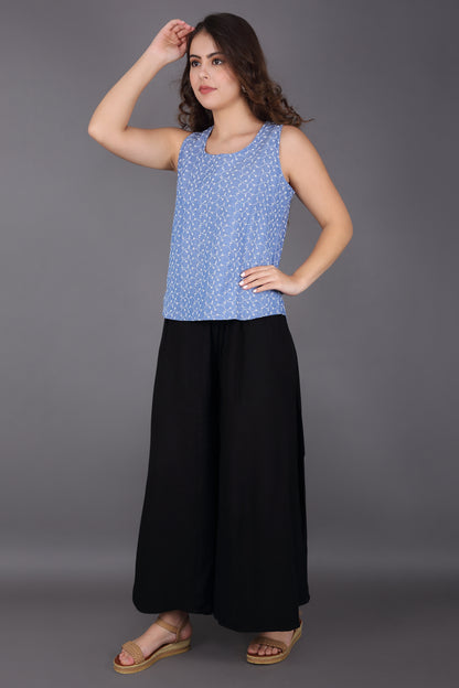 Cornflower Blue Embroidery Sleeveless Top