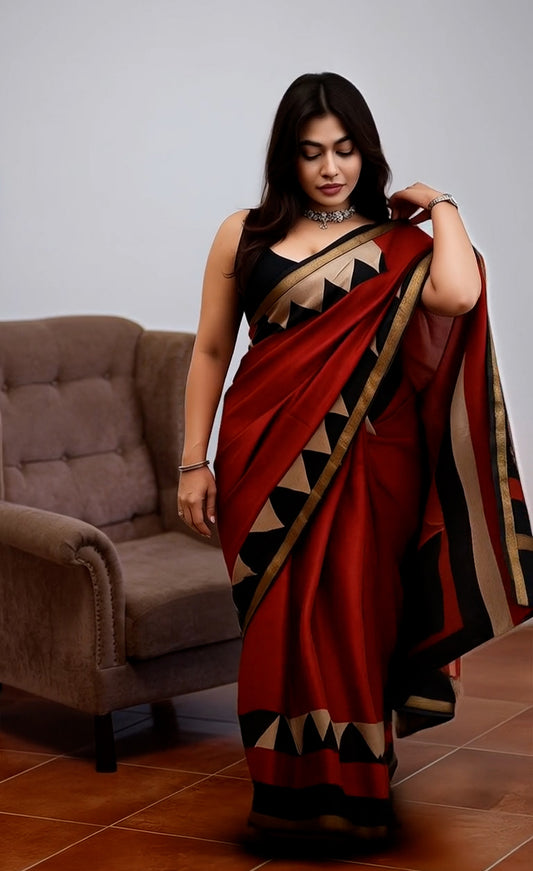 Red Chanderi Saree