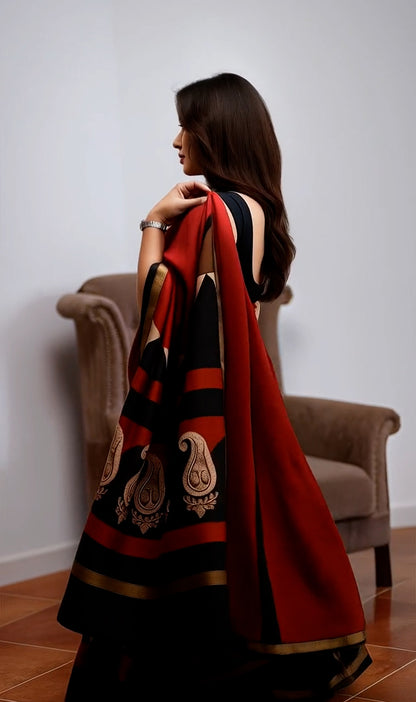 Red Chanderi Saree