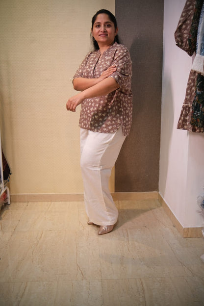 Floral Print Pure Paper Cotton Top
