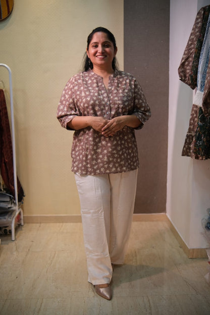 Floral Print Pure Paper Cotton Top