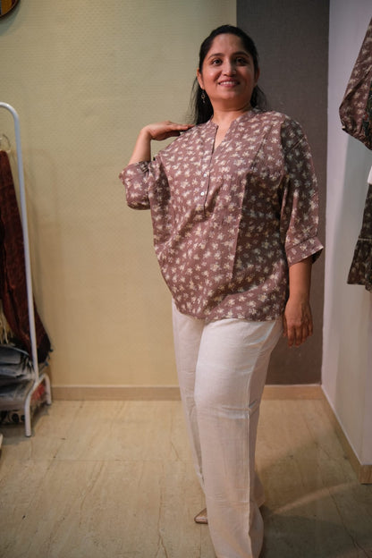 Floral Print Pure Paper Cotton Top