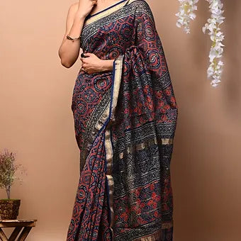 Blue Maheshwari saree