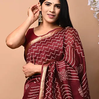 Maroon Chanderi  Saree