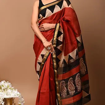 Red Chanderi Saree