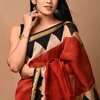 Red Chanderi Saree